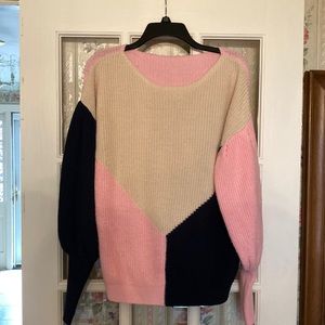 118   Sweater in cream, pink and navy